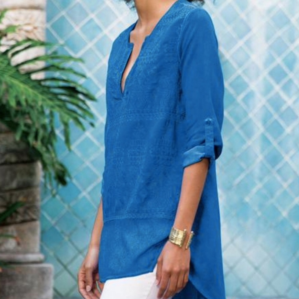 Soft Surroundings Miraval Embroidered Tunic Top
